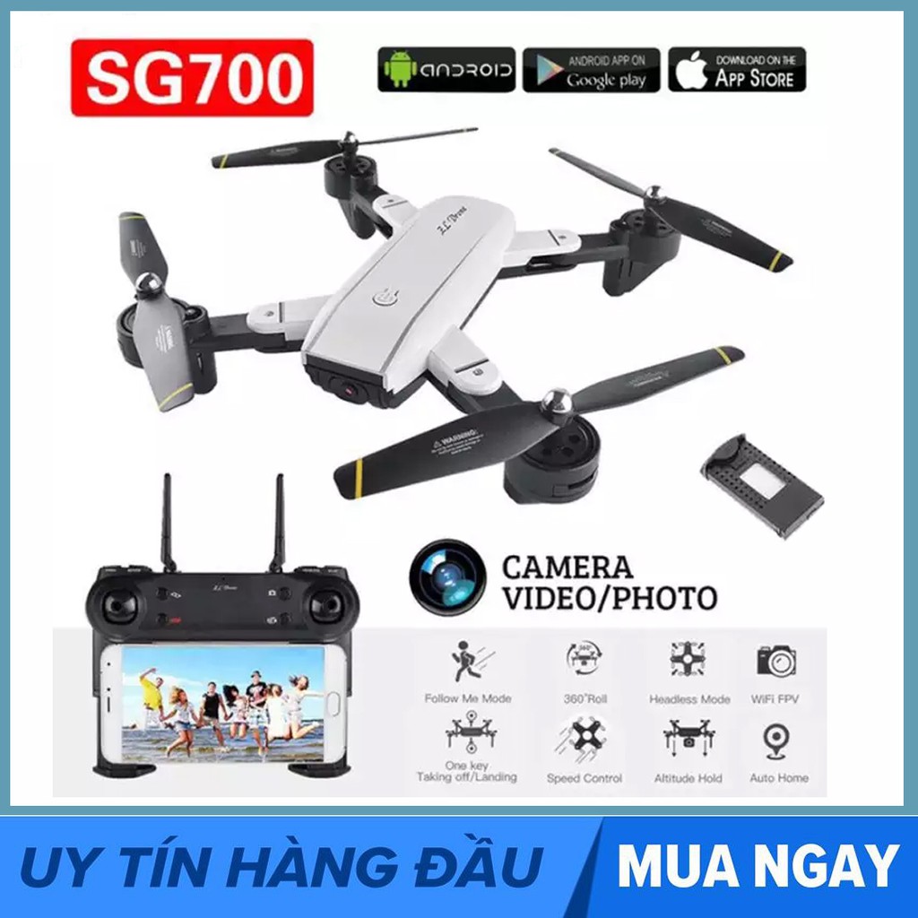 [ KÈM BALO ] Flycam SG700 Thế Hệ Mới Chụp Ảnh Bằng Cử Chỉ Video HD 720P, Camera 2.0MP Cảm Biến Di Chuyển Theo Bàn Tay