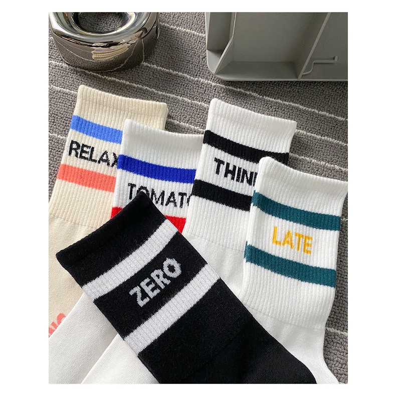 Vớ tất unisex sọc chữ cổ cao siêu chất