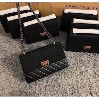 Túi C khóa gập da lộn sz 25