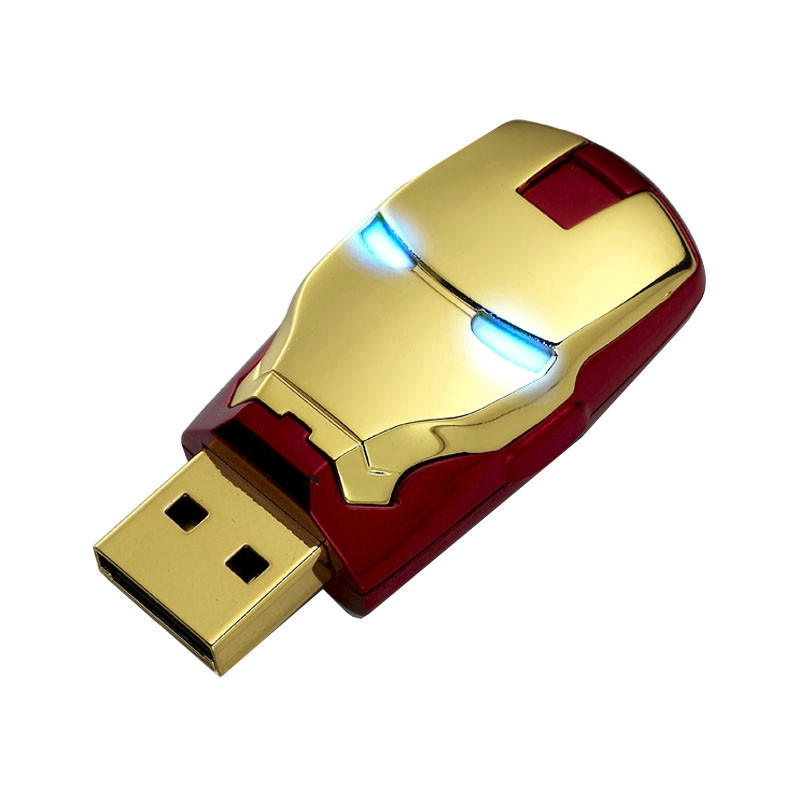 ổ đĩa flash USB Captain America Shield Iron Man Head Bộ nhớ tay màu xanh lá cây 4GB 16GB 32GB 32G Ổ đĩa ngón tay cái