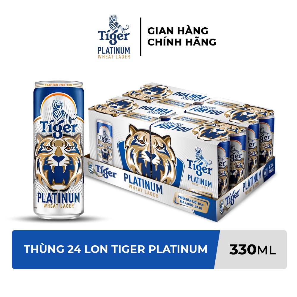 Thùng 24 lon bia lúa mì Tiger Platinum Wheat Lager 330ml/lon