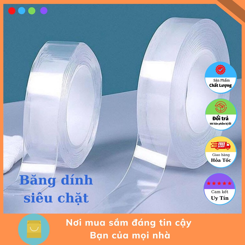 Cuộn băng keo 3M, băng dính 3M 2 mặt siêu dính cả thế giới trong suốt bên chặt