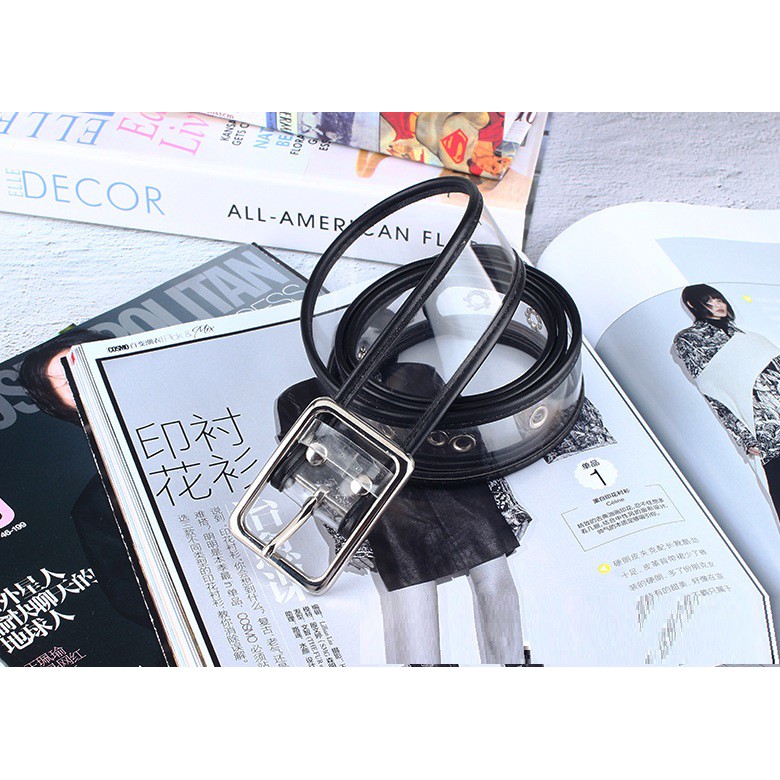 Thắt lưng nữ trong suốt có viền 3cm