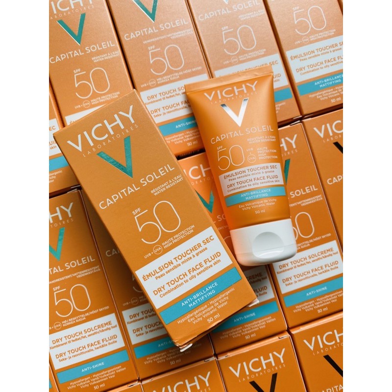 Kem chống nắng SPF 50 UVA +UVB Vichy Capital Soleil Mattifying Dry Touch Face Fluid