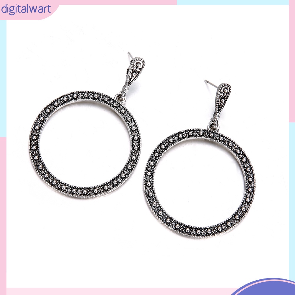 Đôi bông tai vòng tròn đính đá kiểu dáng cổ điển cho nữ