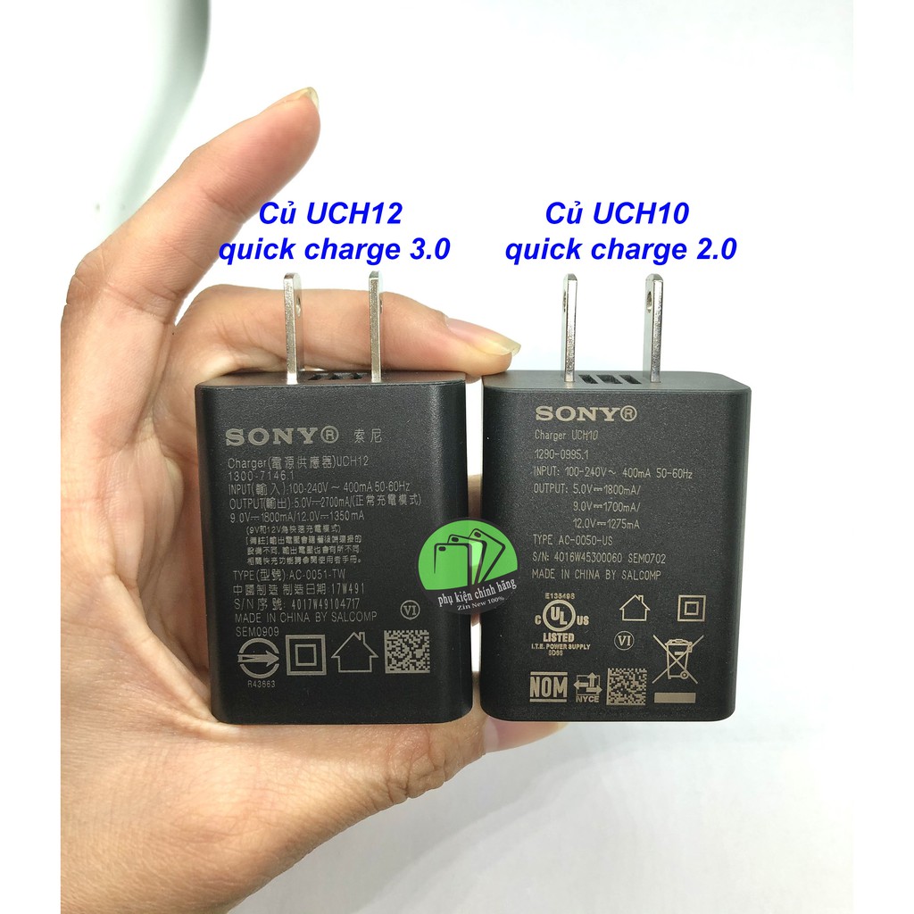 Bộ sạc nhanh 3.0 SONY UCH12 (Quick Charge 3.0), Type -C Chính hãng - BH 2 năm