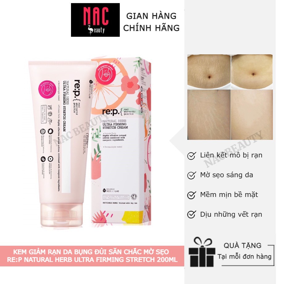 Kem Chống Rạn Da RE:P Giảm Rạn Da Bụng Đùi Săn Chắc Da Làm Mờ Sẹo Re:p Natural Herb Ultra Firming Stretch Cream 200ml