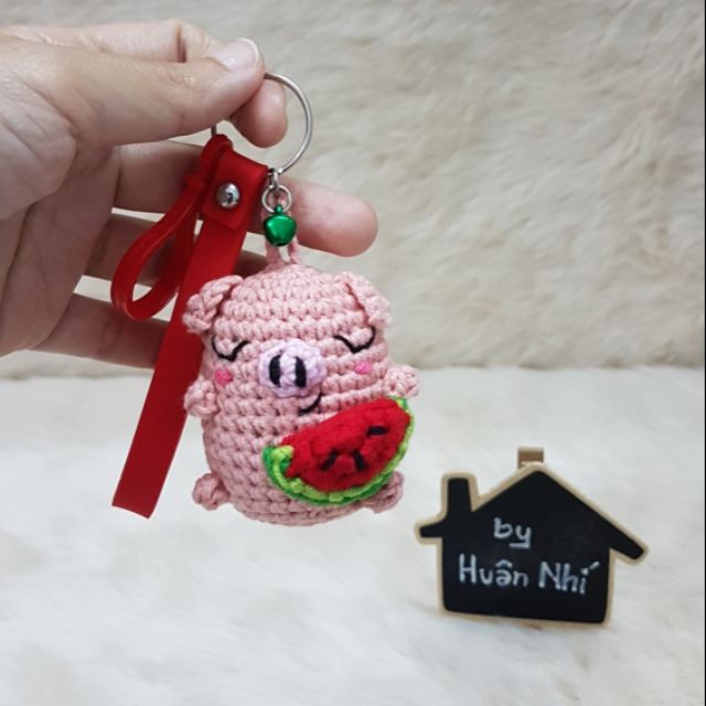 Móc khóa thú len handmade - bé heo con