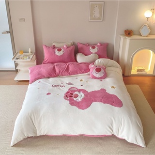Bộ chăn ga nỉ nhung Hlome bedding 5 món siêu mịn, mềm mại, ấm áp