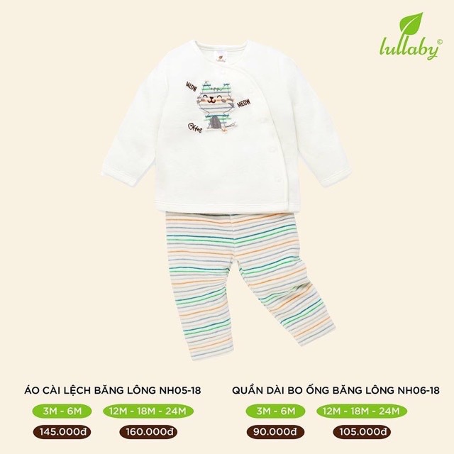 Bộ cài lệch băng lông Lullaby hàng xả sale(hết ghi 6-12m)