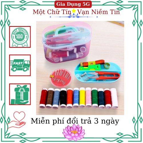 Bộ kim chỉ may vá đa năng 45 món kèm hộp đựng trong suốt