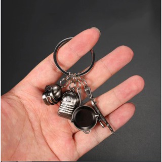 Bộ Móc Khóa Nhỏ Mô Hình Pubg ( Gồm Kar98,Mũ 3, Balo 3, Chảo)