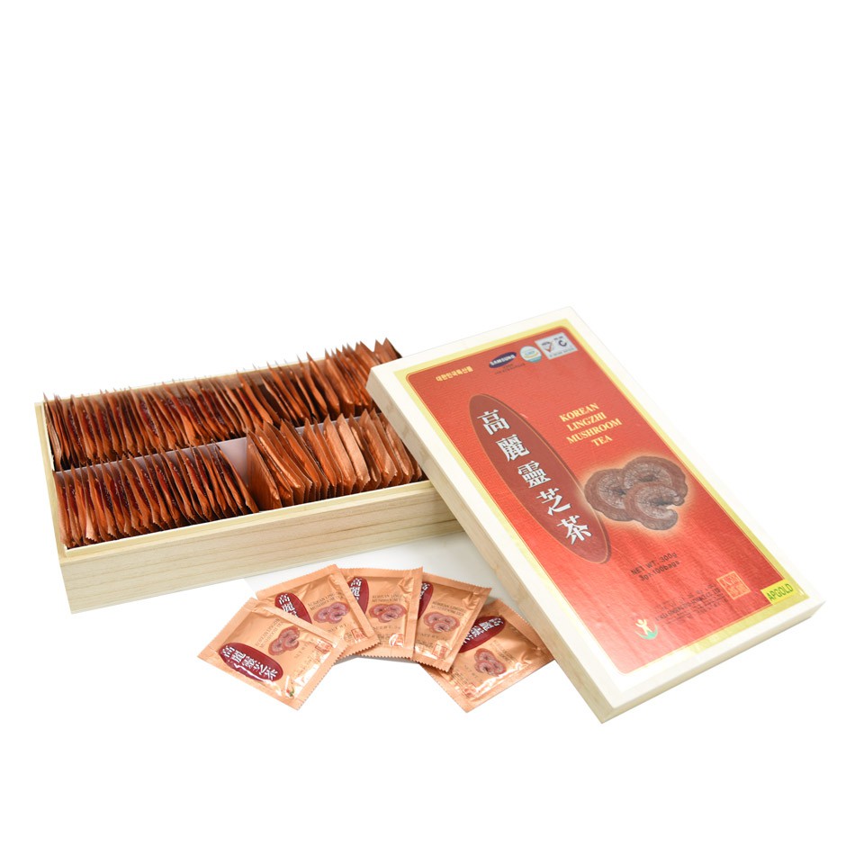 Date mới 2024 Trà Linh Chi Hộp Gỗ Bio Korea Hộp Gỗ 100góix3gr