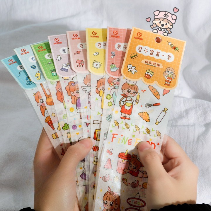 Sticker cute anime dán sổ mũ bảo hiểm tấm xinh xắn DIY Crafts, Scrapbook, Journal, Diary, Planner, Wal Sea dải chữ nhật