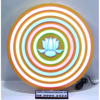 ĐÈN LED HÀO QUANG 40 CM HOA SEN - 7 SẮC CẦU VÒNG
