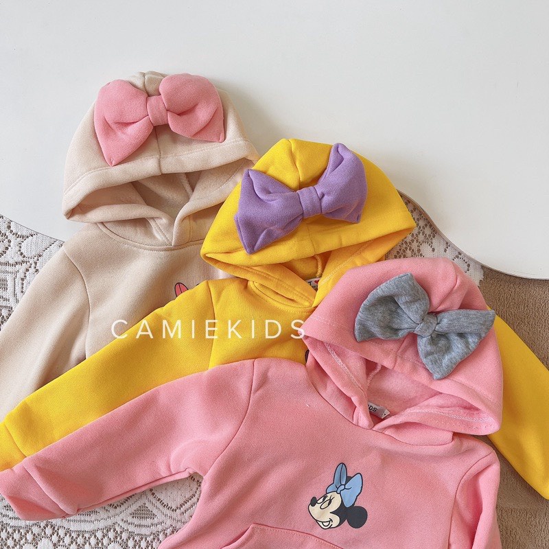 Bộ nỉ mickey đeo nơ bé gái