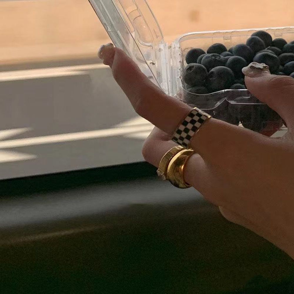 Nhẫn hở họa tiết caro cổ điển thời trang phong cách Hàn Quốc cho nữ