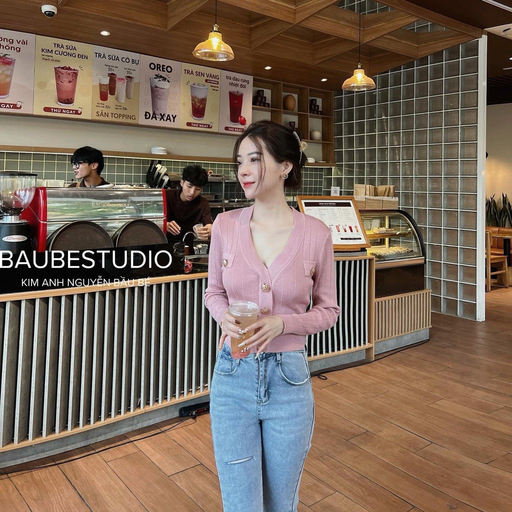 Áo len tăm mongtoghi dáng cardigan ngắn chất len dày dặn hàng đẹp - A313