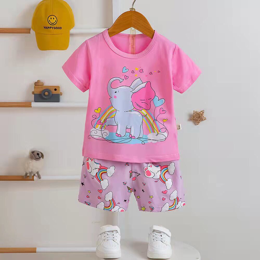 Bộ cotton côc tay cho bé trai, bé gái PIKA KIDS Bộ xuất hàn Bộ quần áo hè mặc ở nhà cho bé từ 10-16kg