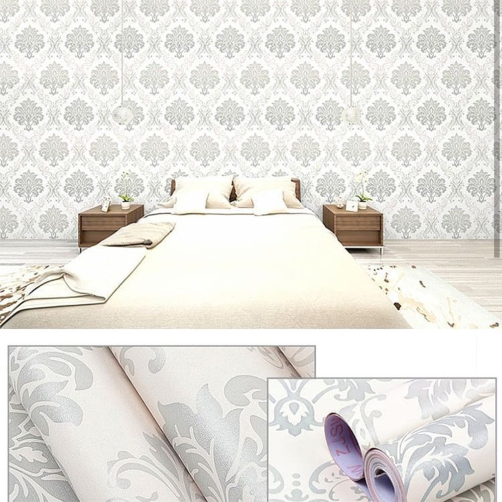 10M Giấy Dán Tường Hoa Văn Cổ Điển Châu Âu, Khổ Rộng 45cm Có Keo Sẵn