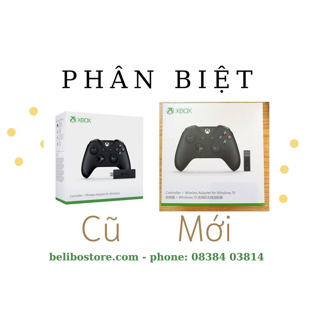 Tay cầm chơi game Xbox One S + wireless adapter cho windows (usb phát sóng bluetooth)