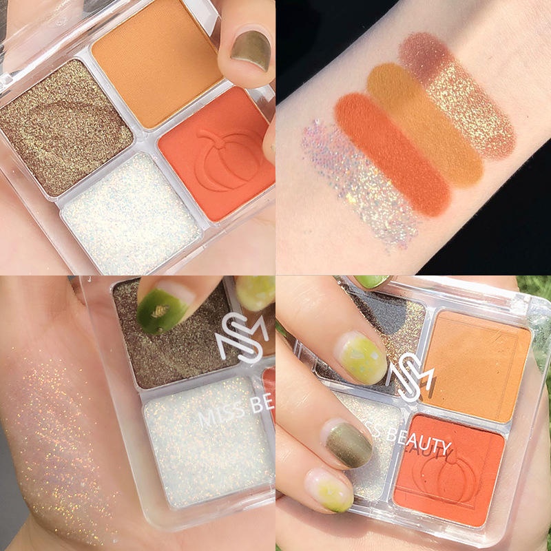 Bảng Phấn Mắt 4 Màu Sắc Hiệu Ứng Lì/ Ánh Nhũ Bắt Sáng Thiết Kế Nhỏ Gọn