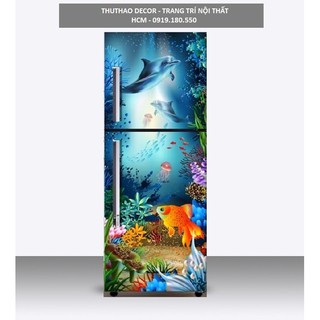 Miếng dán tủ lạnh hình CÁ ĐẠI DƯƠNG - Trang trí tủ lạnh - Trang trí nhà cửa