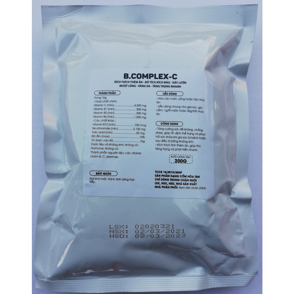 1 kg B.complex-C kích thích thèm ăn - Đỏ tích kích mào. tăng trọng nhanh phát triển nhanh (tốt cho gà đá và chim)