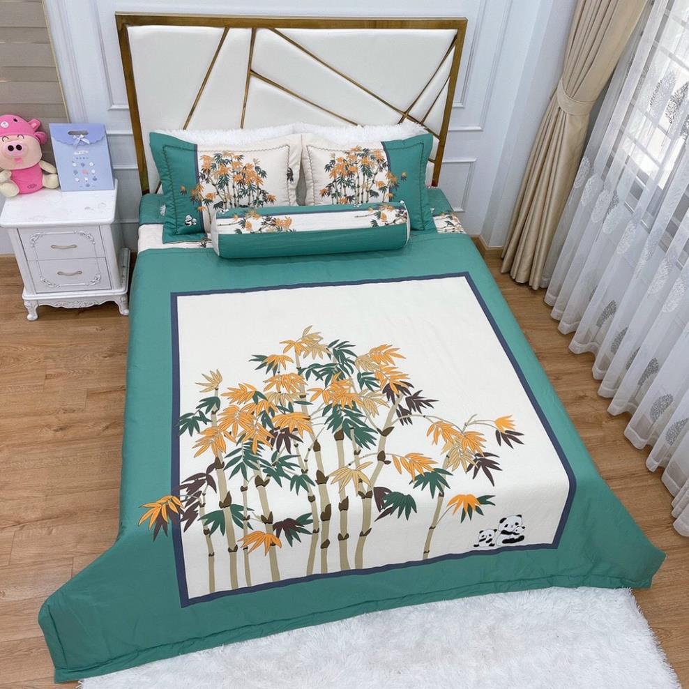 [KHAI TRƯƠNG SHOP] Bộ Chăn Ga Gối Phủ Trần Bông Cotton Living Mẫu Hot Nhất 2021