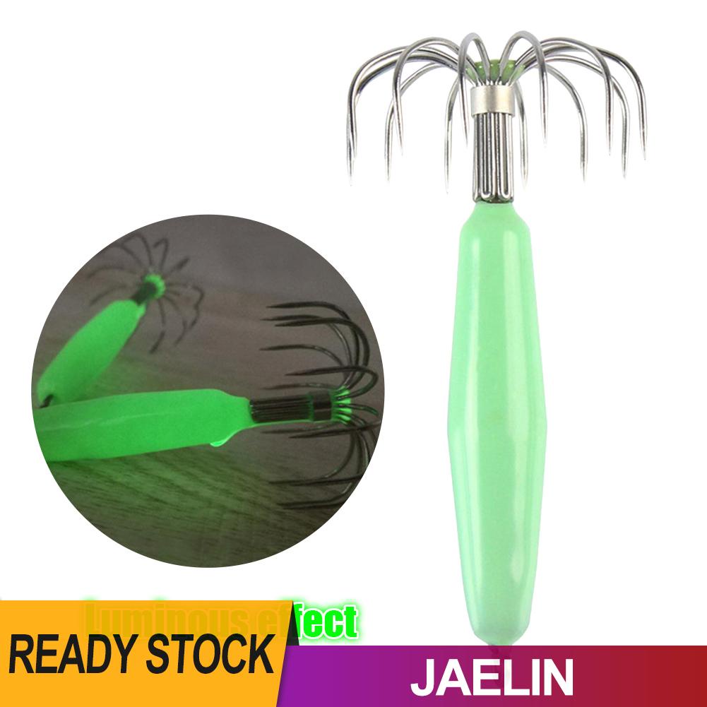 Mồi câu mực màu dạ quang 12 chấu sáng tạo