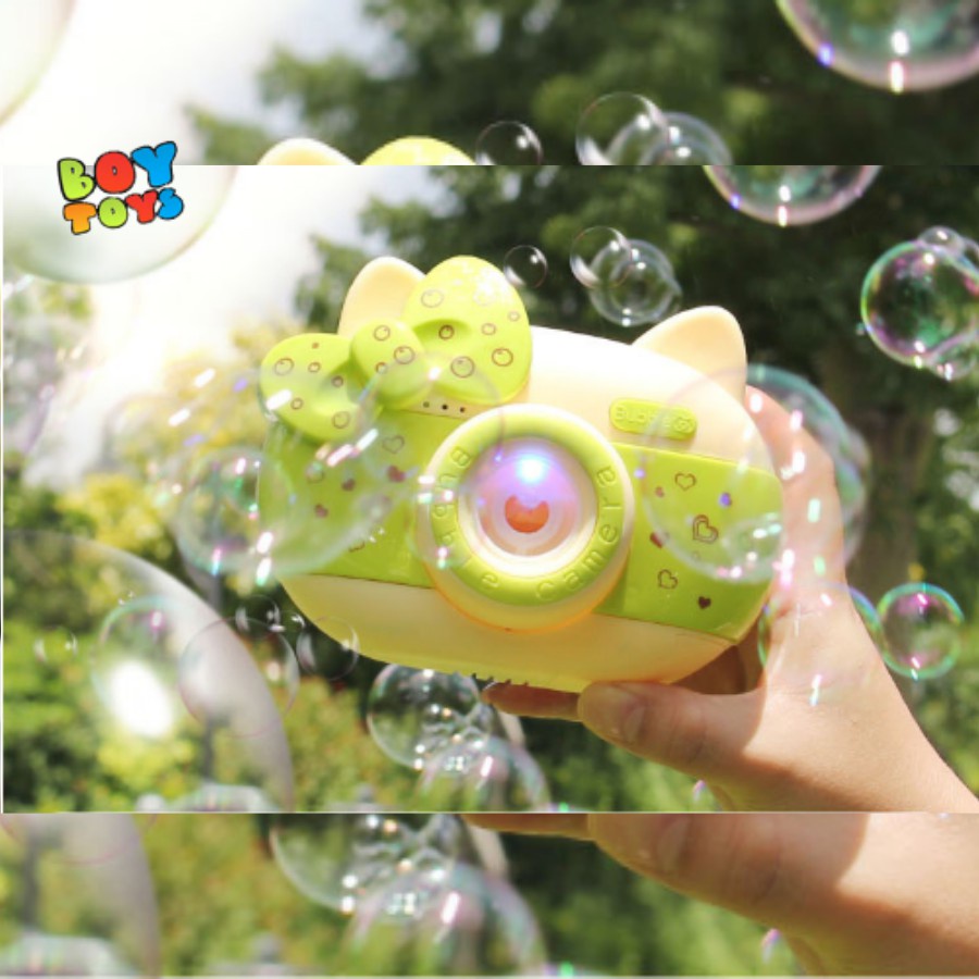 Đồ chơi máy ảnh thôi bong bóng xà phòng tự động hình mèo Kitty có nhạc và đèn dễ thương cho bé