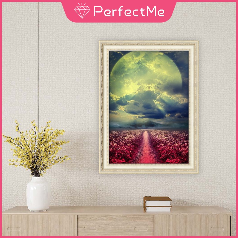 Bộ tranh đính đá 5D họa tiết mặt trăng độc đáo kích thước 30x40cm DIY dùng trang trí nhà cửa