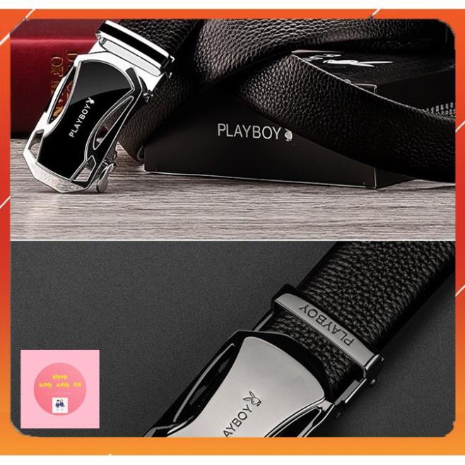 Thắt Lưng Nam Da PLAYBOY Khoá Tự Động Cao Cấp Dây Nịt Nam Da Pu Màu Bạc Kim Mẫu HD020 ! *