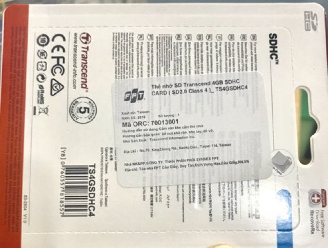 SDHC 4GB class4 Transcend (chính hãng ) | BigBuy360 - bigbuy360.vn