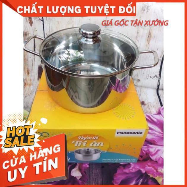 [FreeshipXtra-Size 30x25cm] Nồi luộc gà bếp từ chất liệu inox 304 vung nắp kính quà tặng từ Panasonic luộc gà tận 4kg