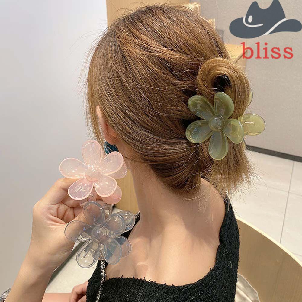 Kẹp Tóc Hình Bông Hoa Màu Hồng / Vàng / Tím Trong Suốt Xinh Xắn