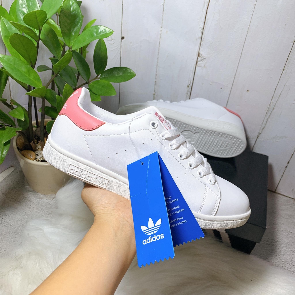Giày thể thao nữ trắng gót hồng _stan smith_súp pơ- xịn kèm hộp ảnh thật 618