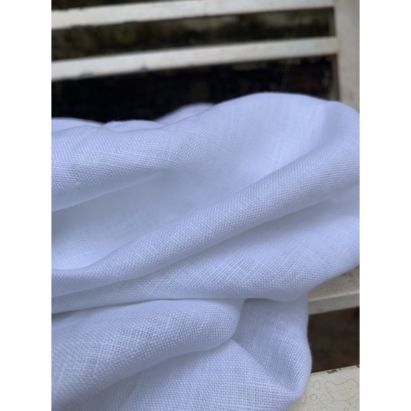 Vải linen 100% sợi linen màu trắng