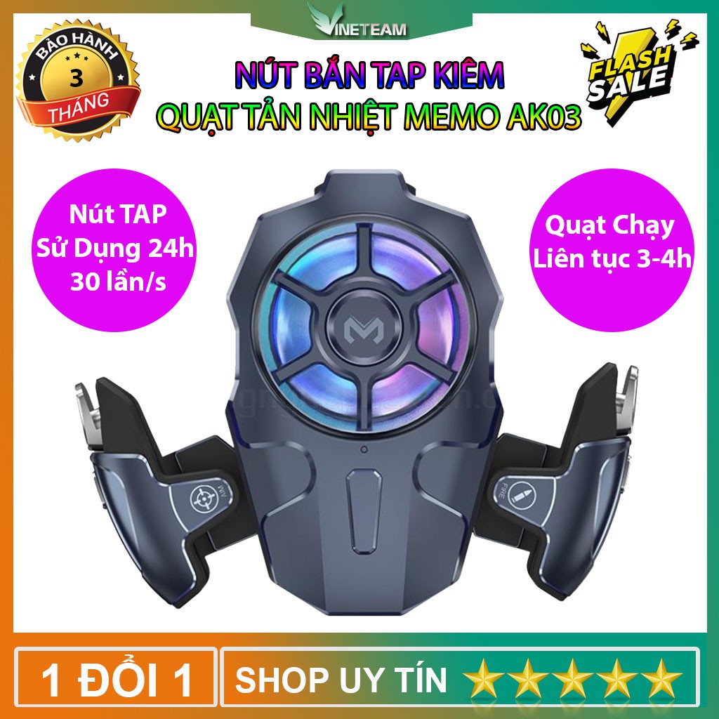 MEMO AK03 - Nút bấm auto táp kèm quạt tản nhiệt chơi PUBG Mobile chơi game cực thích , quạt cực mát -dc4458