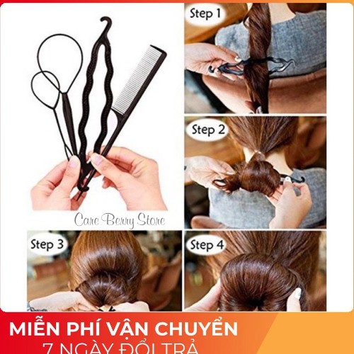 Bộ dụng cụ 4 món tạo kiểu tóc mềm dẻo tiện lợi và đa năng