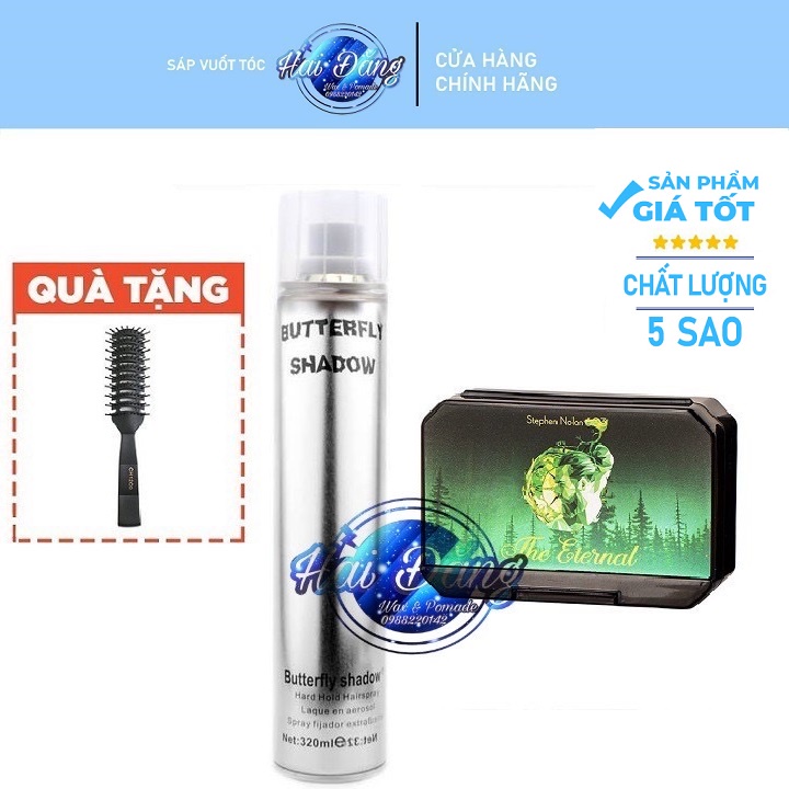 [COMBO] [CHÍNH HÃNG 100%] Sáp vuốt tóc The Eternal 100g + Gôm Butterfly 320ml + Tặng Lược