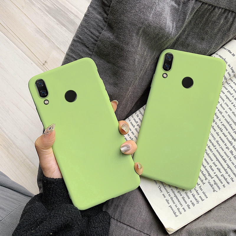 Ốp điện thoại dẻo màu xanh matcha xinh xắn cho Huawei Nova 4 4e 3 3i 3e Y9 Y7 Pro Y6 Pro 2019 Y Max