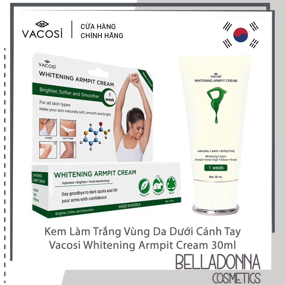 [CHÍNH HÃNG] Kem Giảm Thâm Nách Vacosi Whitening Armpit Cream, Kem Dưỡng Trắng Nách, Vùng Bikini 30ml VMP02 Hàn Quốc