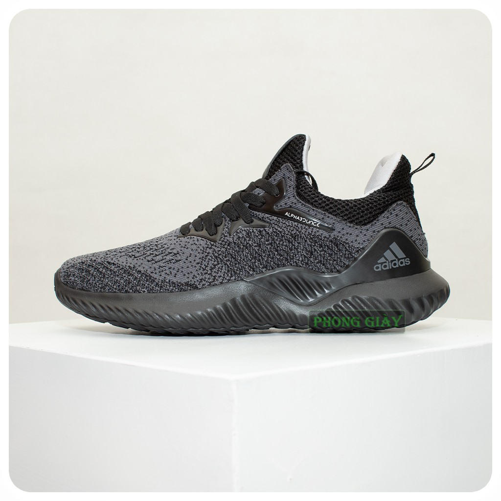 Giày sneaker nam giày thể thao nam Alphabounce muối tiêu màu đen full fullbox