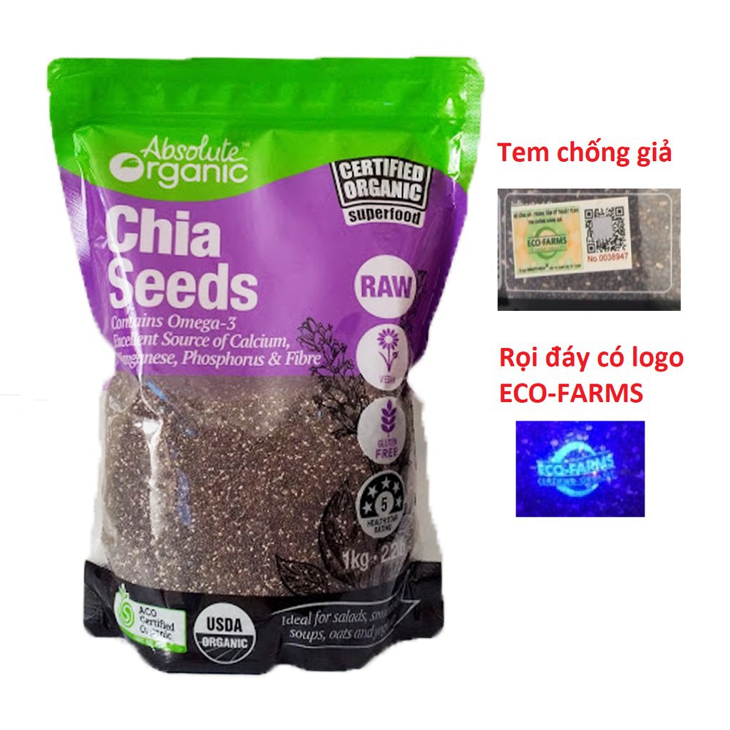 Hạt chia tím, hạt chia giảm cân úc 1kg chính hãng, tặng kèm thực đơn giảm cân sau 2 tuần - HCT