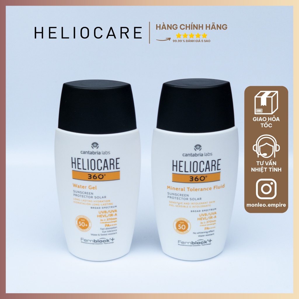 Kem chống nắng Heliocare 360 Water Gel/Mineral Tolerance/Pigment Solution Fluid SPF50+ 50ml