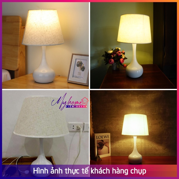 Đèn ngủ để bàn chao vải phong cách Bắc Âu MY HOME cao cấp và sang trọng DN027