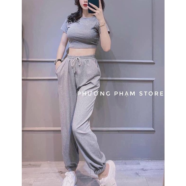 Set Thể Thao Áo Có Khóa Kéo & Quần Dài Dây Rút Thật