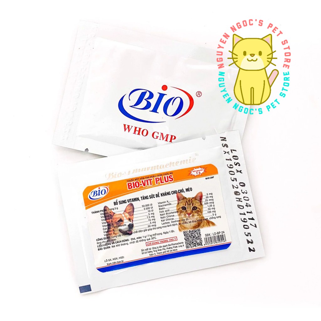 BIO - VIT PLUS 5g - Vitamin cao cấp giúp lông bóng mượt, chống rụng lông chó mèo.