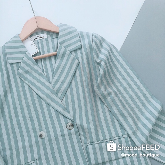 ÁO BLAZER KẺ SỌC XANH MINT | BigBuy360 - bigbuy360.vn